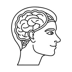 human head silhouette with brain