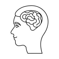human head silhouette with brain