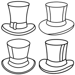 Top Hat Coloring Book Page - Classic Hat Line Art Illustration for Kids and Adults