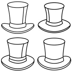 Top Hat Coloring Book Page - Classic Hat Line Art Illustration for Kids and Adults