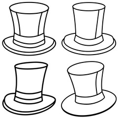 Top Hat Coloring Book Page - Classic Hat Line Art Illustration for Kids and Adults