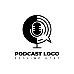 Podcast or Radio Logo design using Microphone and Headphone icon