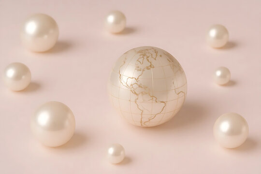 Pearls and Globe A Luxurious and Elegant Composition