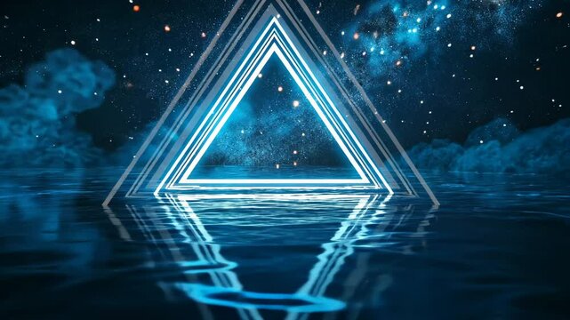 Triangle Neon Loop. This Clip is a Neon go through nebula and camera fly to light in a seamless loop.