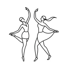 Fototapeta premium couple ballet dancers one line continuous drawing