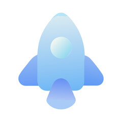 Vector art of a blue gradient icon of a rocket ship isolated on transparent background