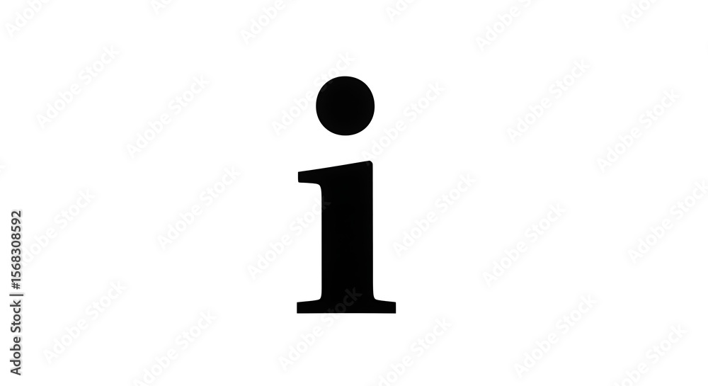 Fototapete a black lowercase letter i with a dot above it isolated on a white background in a simple design