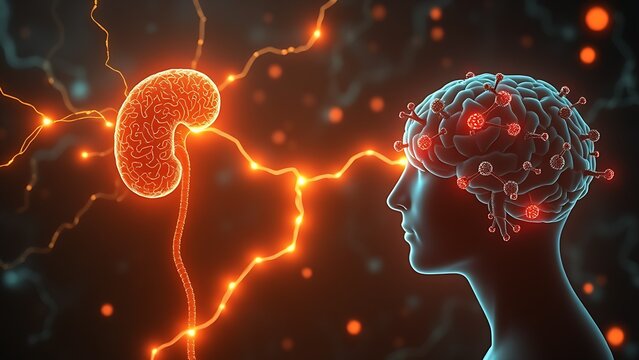 A human head exploding with chaotic wires, symbolizing sensory overload and mental strain.