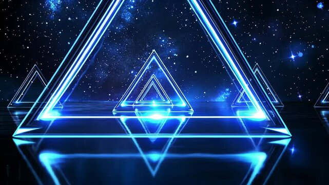 Triangle Neon Loop. This Clip is a Neon go through nebula and camera fly to light in a seamless loop.