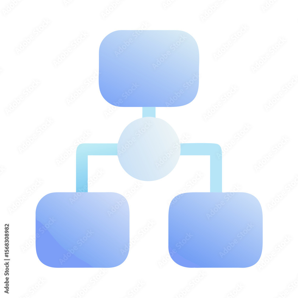 Poster vector art of a flowchart diagram showing a hierarchical structure with a central node and branches 