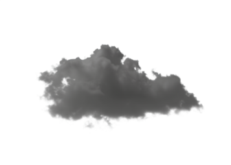 Isolated Gray Cloud on transparent Background for Compositing and Design Elements