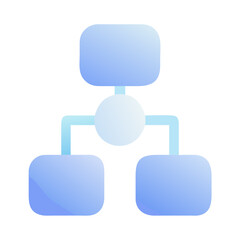 Fototapeta premium Vector art of a flowchart diagram showing a hierarchical structure with a central node and branches isolated on transparent background