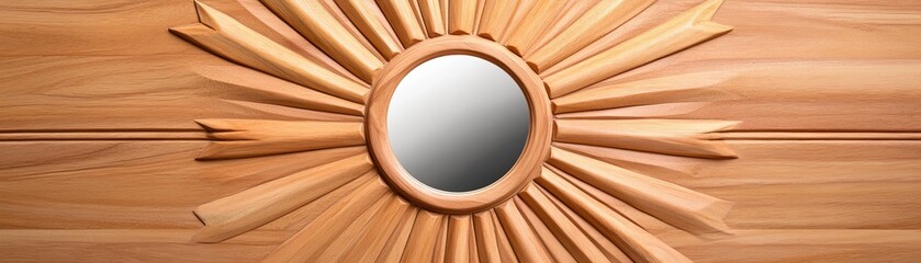 Oval Mirror with Wooden Sunburst Frame, home decor , reflection