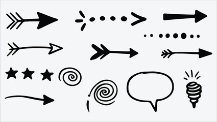 Hand-Drawn Arrows, Stars, Swirls, and Speech Bubbles A Collection of Doodle Design Elements
