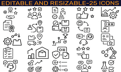 Editable and Resizable Icon Set 25 Business Process Icons for Your Projects