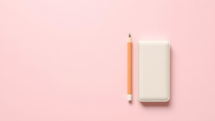 Minimalist Stationery Flat Lay on Pink Background – Modern Art Supply Composition with Copy Space