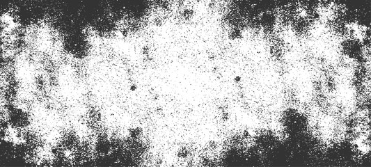 Grainy grunge photo filter background. Black particles, fibers and flecks wallpaper. Vintage rough dirt dotted overlay. Vector sandy gritty template.