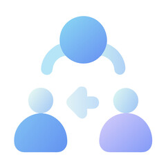 Vector art of three abstract figures showing a transfer of information or connection, isolated on transparent background
