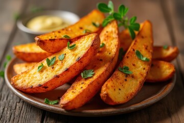 Spicy potato wedges with rich shallot seasoning