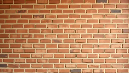 Fototapeta premium A weathered red brick wall with warm sepia tones in a flat frontal composition.