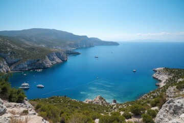Greece- ionian islands- view of cape drastis in summer