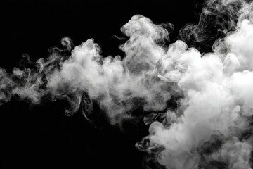 Naklejka premium Abstract, swirling clouds of white smoke against a black background