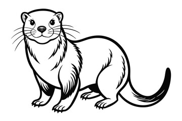 coloring page line art the otter black vector
