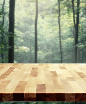 empty wooden table and green grass