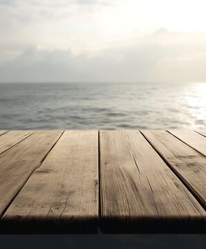 empty wooden table and green grass