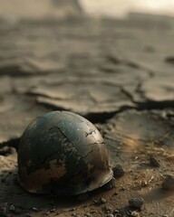 A minimalist close-up digital illustration of a military helmets