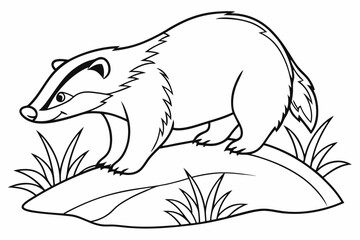 coloring page line art the badger black vector