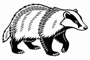 coloring page line art the badger black vector