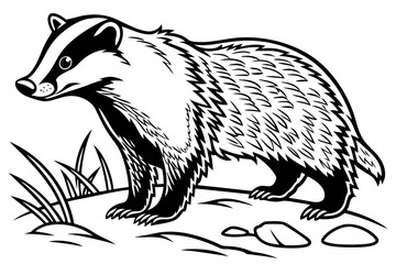 coloring page line art the badger black vector