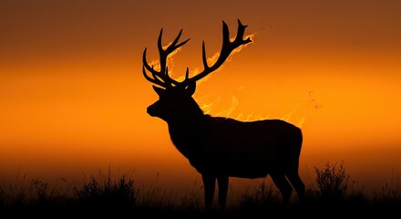 Deer silhouette at sunset