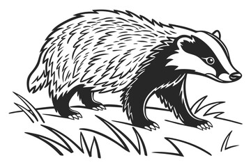 coloring page line art the badger black vector