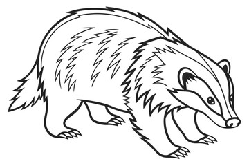 coloring page line art the badger black vector