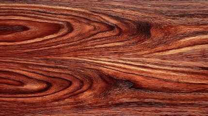 Obraz premium Close up of a reddish brown wood grain with swirling patterns and dark knots visible throughout image
