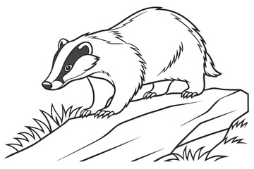 coloring page line art the badger black vector