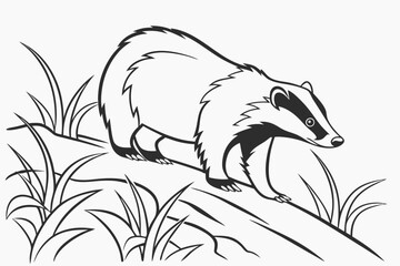 coloring page line art the badger black vector