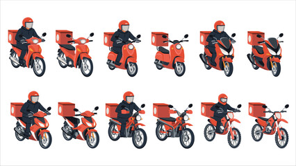 flat vector of rider riding motorcycle vehicle working rider food delivery
