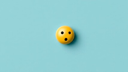 Surprised Emoticon on Blue Background - A single, yellow 3D video emoticon with a surprised expression sits in the center of a light blue background. - Powered by Adobe