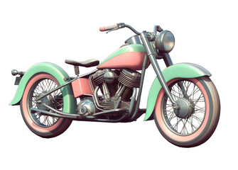 Retro motorcycle in pastel colors