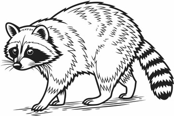 coloring page line art the raccoon black vector © mst