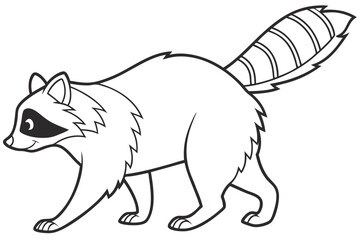 coloring page line art the raccoon black vector