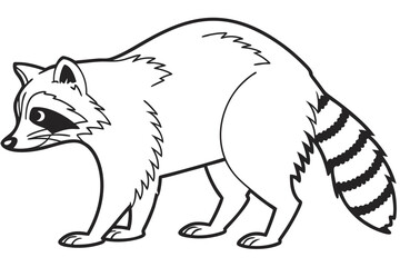 coloring page line art the raccoon black vector