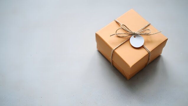 Gift box present package birthday surprise celebration holiday kraft bow tag string