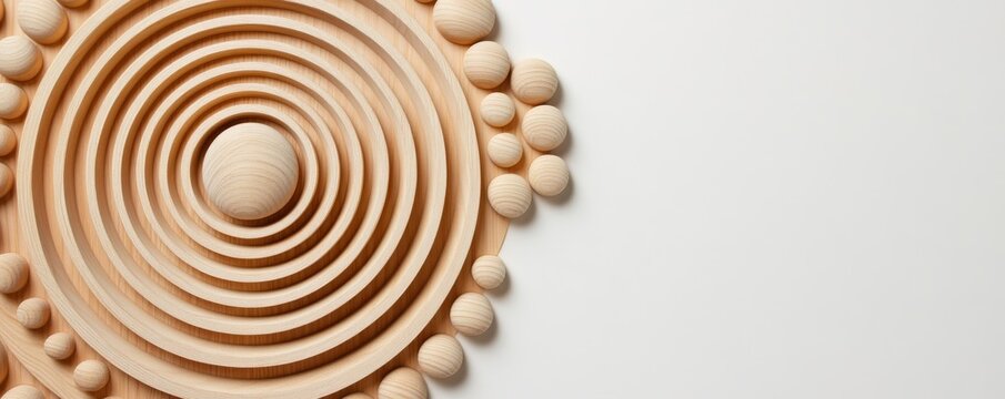 Wooden Rings and Spheres Abstract, Woodwork , Minimalist - Powered by Adobe