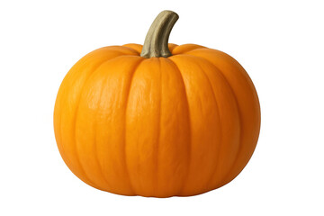 Obraz premium Vibrant orange pumpkin with a sturdy stem, isolated on a transparent background, perfect for autumnal designs and harvest themes