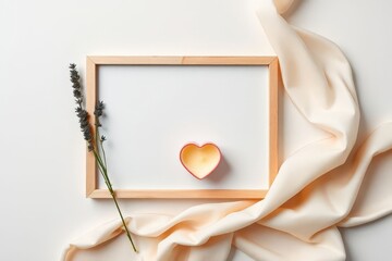 Wooden Frame Heart Candle Lavender Still Life Minimalist Aesthetic Photography