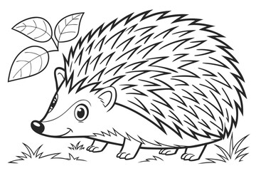 coloring page line art the hedgehog black vector